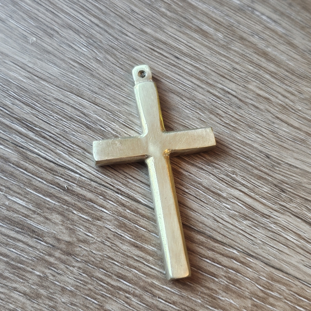 Beautiful Solid Brass Gold Colored Cross Pendent - image 2
